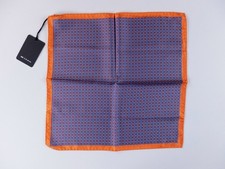  NO CUSTOMS TAX KITON Napoli blue purple  orange silk pocket square authentic