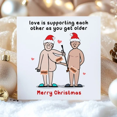 LITTLEGREETS Funny Rude Christmas Card for Husband, Wife, Girlfriend, Boyfriend - Humorous
