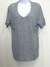 Women  s Gray V-Neck Short Sleeve T-Shirt Size M Soft Lightweight Casual Top