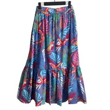 Talbots Women Tropical Parrot Midi Skirt Size S Resort Coastal Vacation Colorful