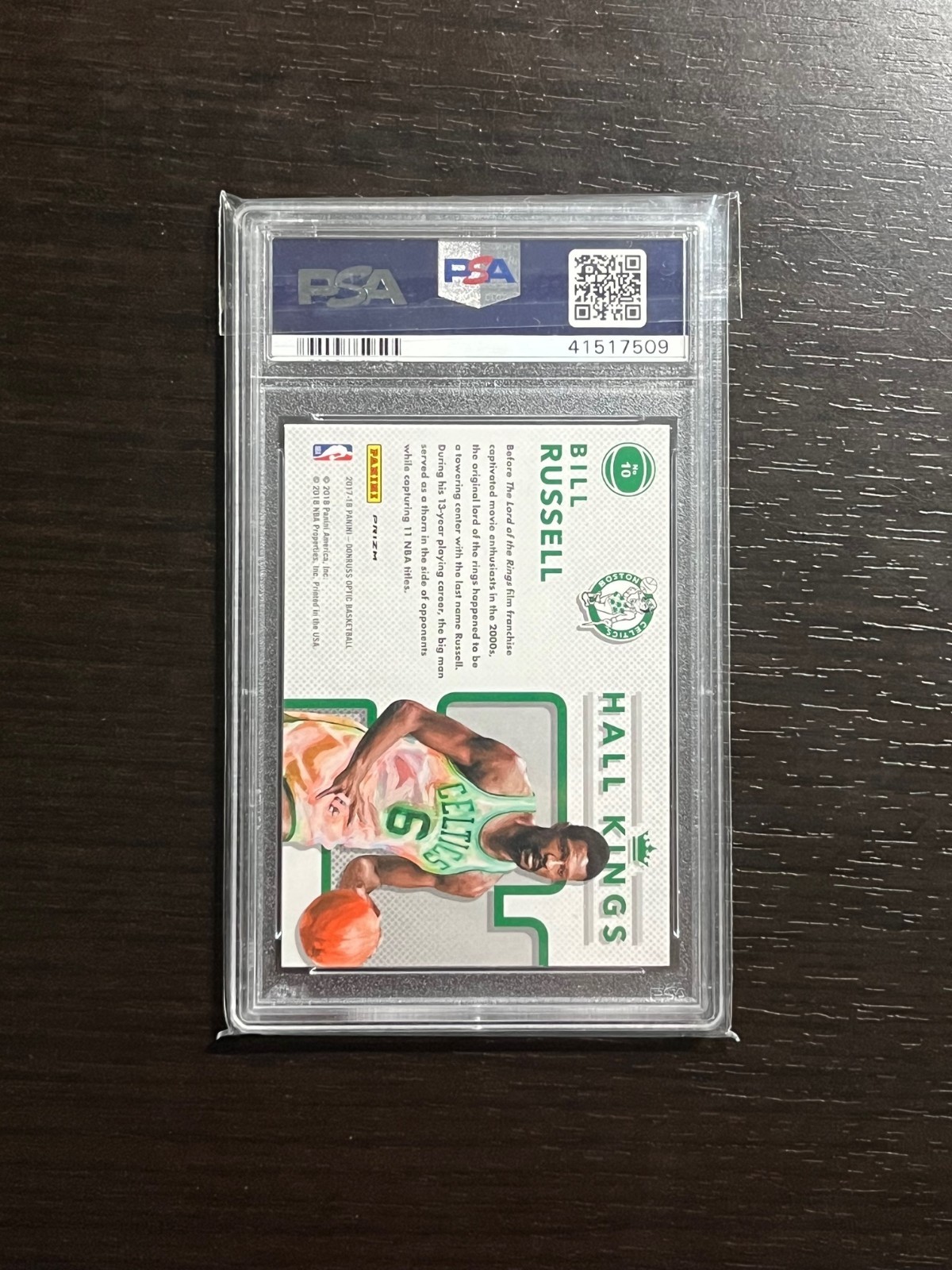 BILL RUSSELL 2017 Panini Optic Hall Kings HOLO Card #10 PSA 9 Mint Celtics HOF view 2