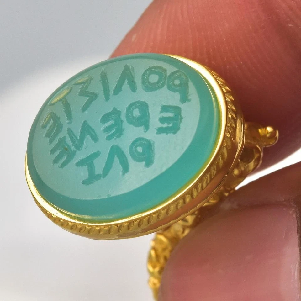 Anhänger Dichtung Punziert Gold Vermeil Sterlingsilber Blau Chalzedon 11.75 G - Bild 2 von 4