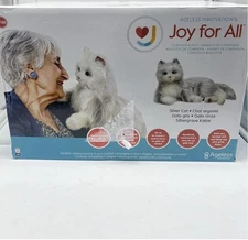 JOY FOR ALL Silver Cat White Mitts Interactive Companion Realistic Toy NIB