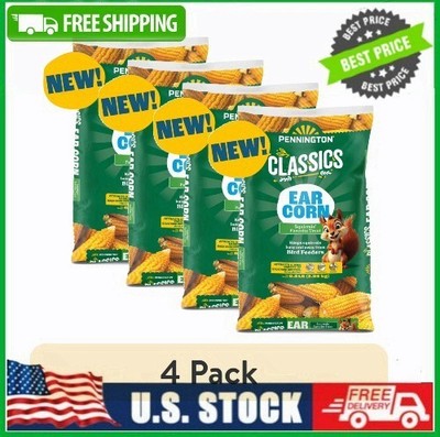 4 PACK Pennington Classic Whole Ear Corn, Squirrel and Critter Feed, 6.5 lb. Bag