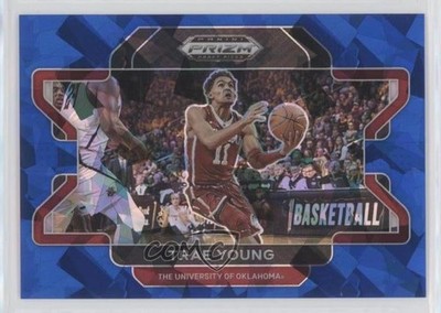 2022-23 Panini Prizm Draft Picks Blue Ice Variation 69/99 Trae Young #46 7y2