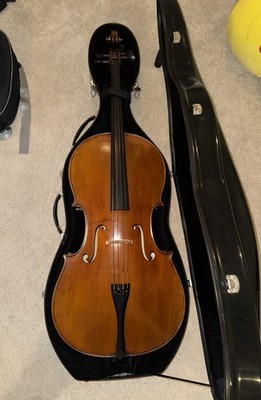 Acoustic Cello Varnish 4-String Brown Black with Hard Case and Bow