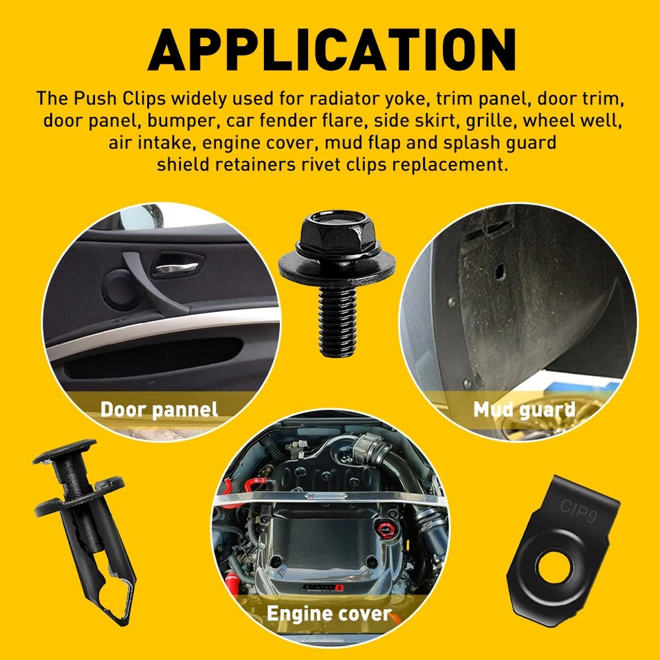28/56x Pernos de carrocería protector contra salpicaduras de motor de automóvil Tornillo Tuerca Guardabarros Parachoques Clip Remache H Foto 4 de 4