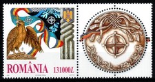 Romania 2002, Mi#5700 Zf, Sc#4553, w/lab R, Romania invitated to join NATO, MNH!