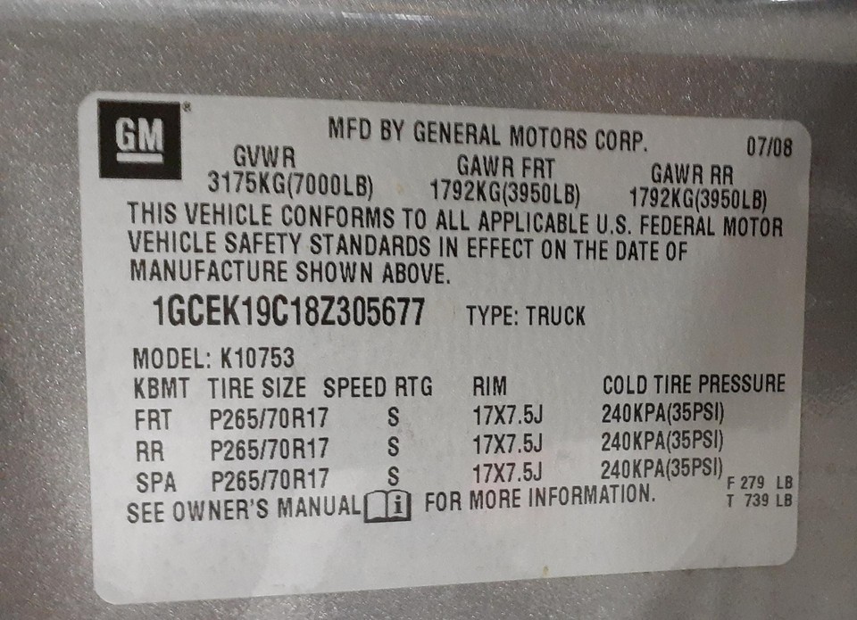 2007-09 GM Truck Silverado 4x4 AT 4.8L opt LY2 Engine/Motor Assy Ran ...