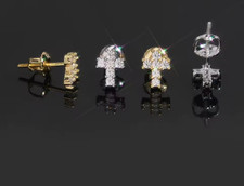 2CT Lab Created Diamond Hip Hop Earrings Stud Men 925 Silver Cross Stud Earrings