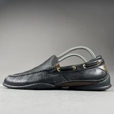 Sperry’s Gold Cup Men’s Size 9 M Slip On Black Leather Driving Loafer Casual GUC