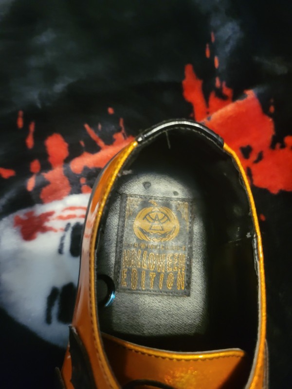 Strange Cvlt Cult YRU Jack o Lantern Black Halloween Pumpkin Gothic Flats Shoes