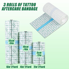 Tattoo Aftercare Bandage 3 Rolls - Second Skin Tattoo Cover 2in/4in/6in x 2 Y...