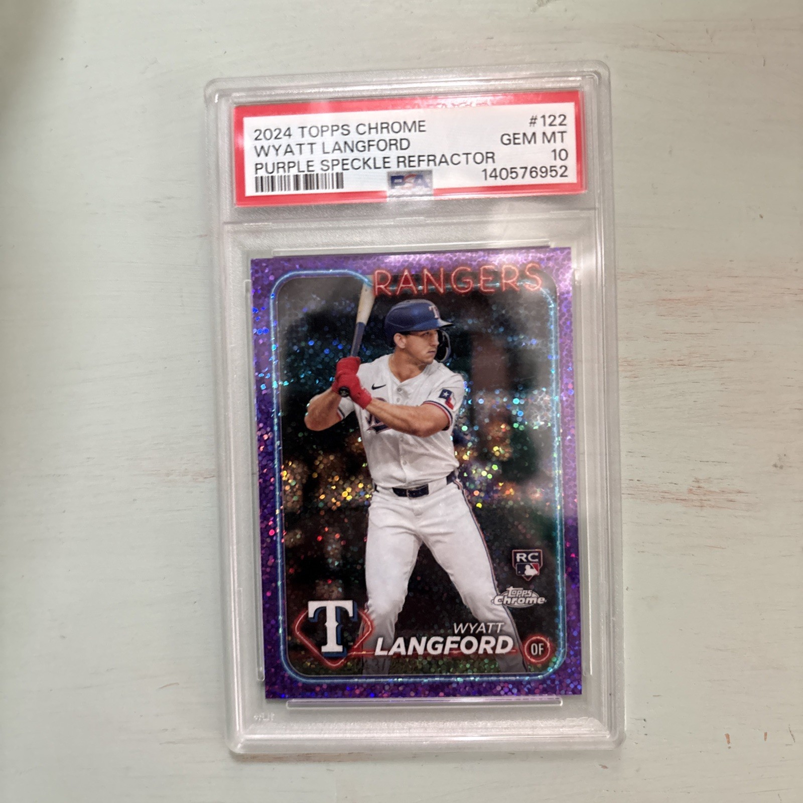 2024 Topps Chrome - Wyatt Langford #122 Purple Speckle Refractor /299 (RC)PSA 10