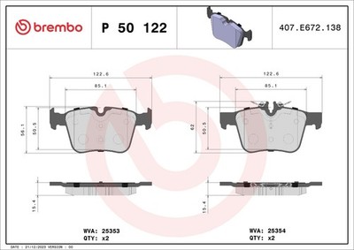 Bremsbelagsatz Scheibenbremse PRIME BREMBO P 50 122 für MERCEDES S205 KLASSE 160