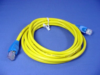 Leviton 5G454-7L Yellow Cat5 7ft Ethernet Cable Patch Cord LAN Network Blue Boot