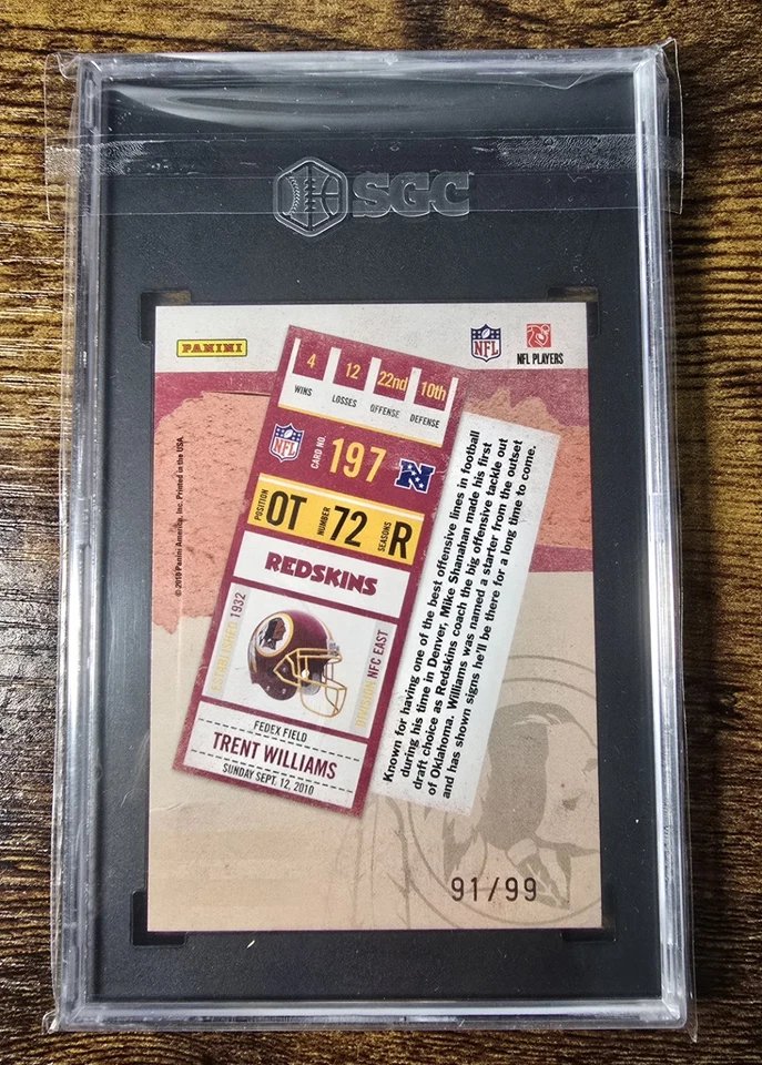 Trent Williams Rookie 2010 Panini Contenders #197 RC Playoff Ticket #/99 SGC 9.5 - Image 2 of 3