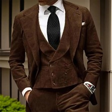 Classic Corduroy Suits Men For Business Office Wear Single Breasted Prom Blazers