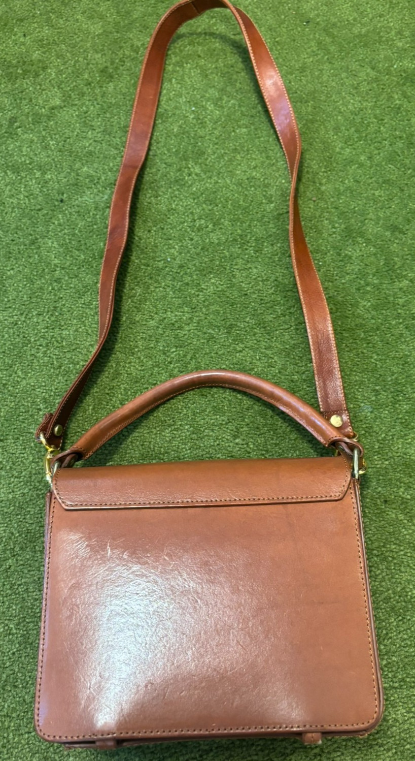 Brown Leather Rectangular Box  Purse, Removable S… - image 7