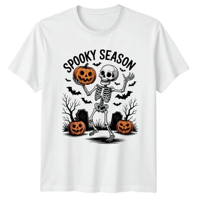 Spooky Season T-Shirt Skelett Kürbis Fledermaus Halloween Geschenk für Sie und Ihn