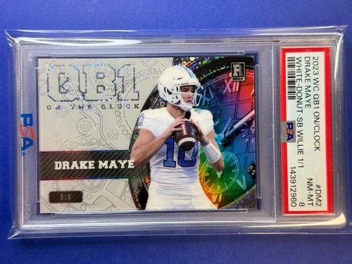 DRAKE MAYE 2023 Wild Card QB1 On The Clock 1/1 White Donut Steamboat Willie PSA