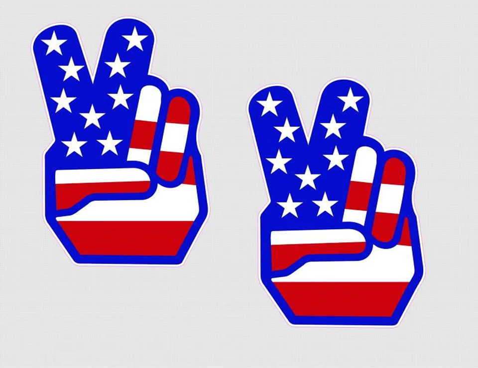 American Flag Peace Sign Decals Stickers - Image 2 of 2