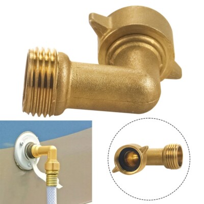 Newpro 90-Degree Brass Elbow With Shut-Off Valves – Garden Hose & RV/Camper Connector, Gold