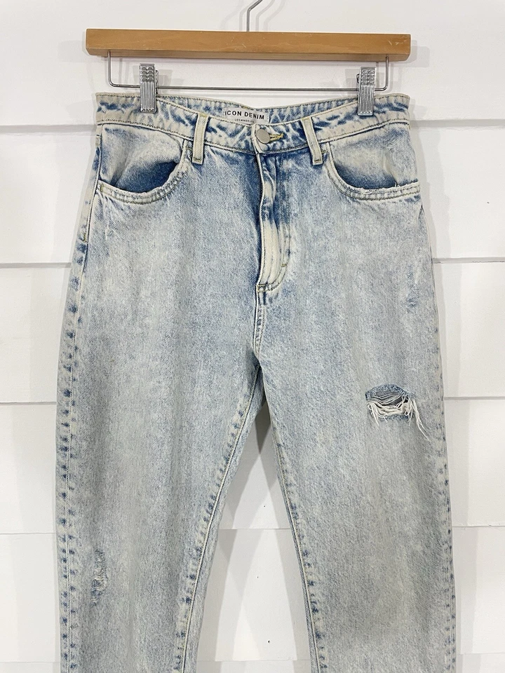 ICON DENIM NAOMI HIGH WAISTED JEANS WITH RIPS Women Light Blue size 28 - Image 4 of 4