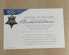 HERSHEL WILLIAMS SIGNED MOH CARD AUTOGRAPH WORLD WAR 2 MEDAL OF HONOR COA