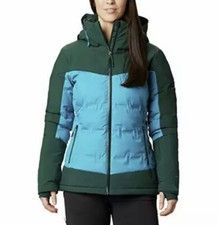 New Columbia Women Wildcard Omni Heat Ski Hooded Down Jacket Size L