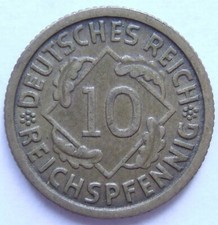 Coin Deutsches Reich Weimar Republic 10 Reichspfennig 1930 D In Extremely Fine
