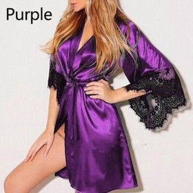 Women's Sexy Silk Satin Sleepwear Nightwear Robe Babydoll Kimono Nigh Gown Dress