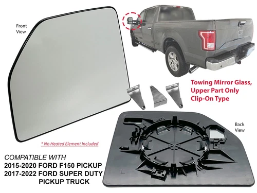 Tow Mirror Upper Glass for 2015-2020 F150 2017-2022 SUPER DUTY Driver Side