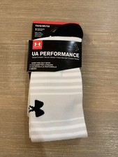 UA Performance Over The Calf Youth Soccer Socks White Glacier Gray