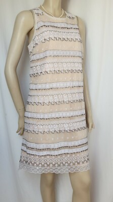 festliches Kleid 40 ivory apricot Perlen Spitze bestickt Hochzeit Monsoon