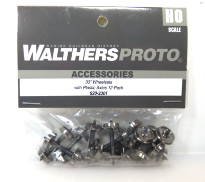 Walthers 920-2301 HO Scale 33" Metal Wheelsets (12 Pack) With Plastic Axles - RP-25 Profile For Model Trains