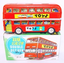 China MF-844 DAIMLER LONDON DOUBLE DECKER BUS Tin Friction Toy Car MIB 75 RARE 