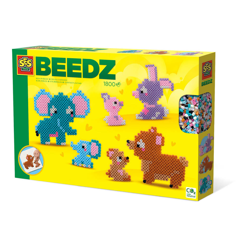 SES CREATIVE Beedz Cute Family Animals 1800 Iron-on Beads Mosaic