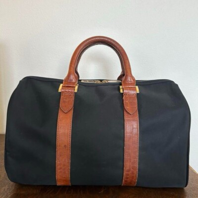 Valentino Garavani Sport Boston Bag Embossed Crocodile Leather