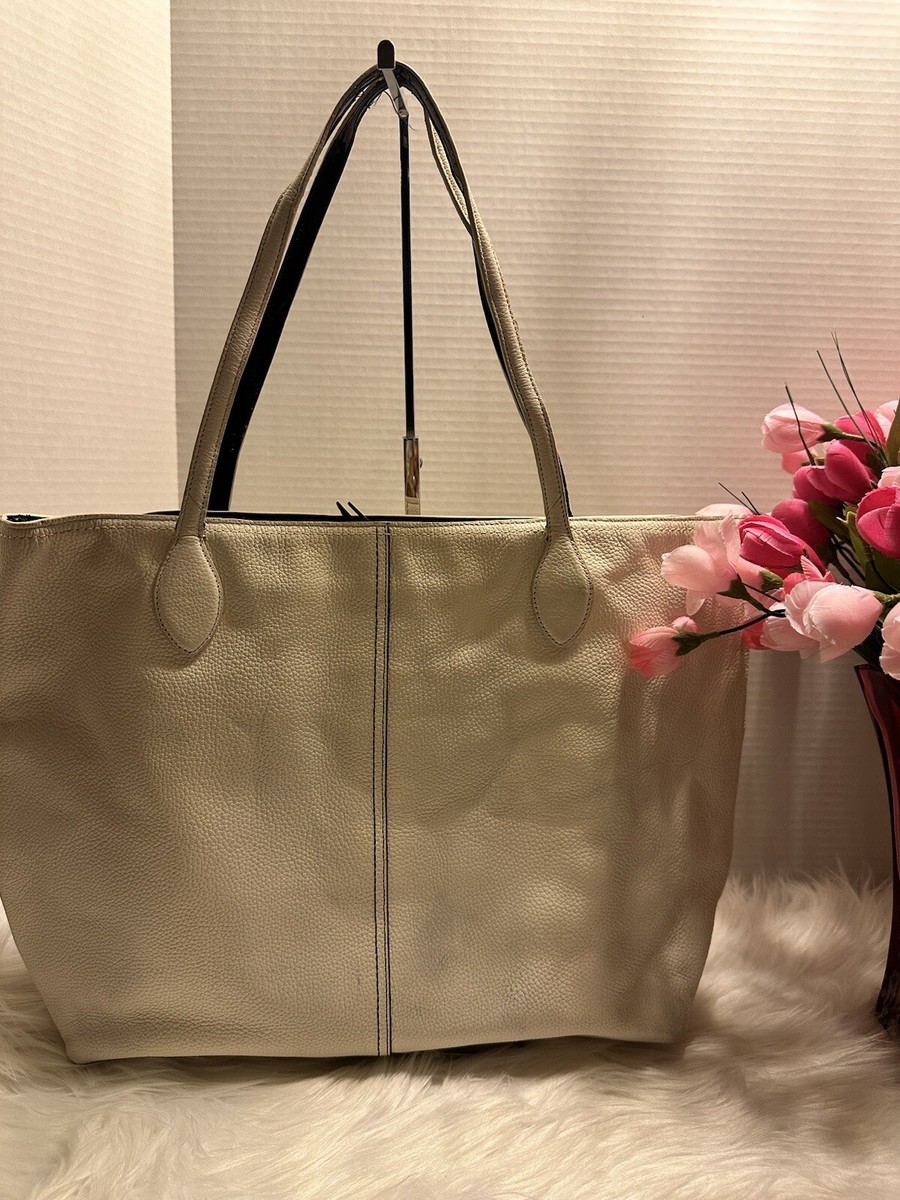 Coach Soho Ivory Leather Tote Bag w/Blue Patent Leather Trim on 