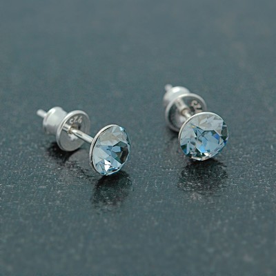 Boucles D'oreilles Puces En Argent Massif 925 Avec Cristal - Garanti Sans Nickel, Neuves Avec étiquettes