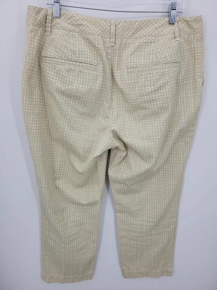 Pantalones Coldwater Creek para mujer 14 blanco tostado a cuadros pierna recta informal ajuste natural Foto 2 de 4