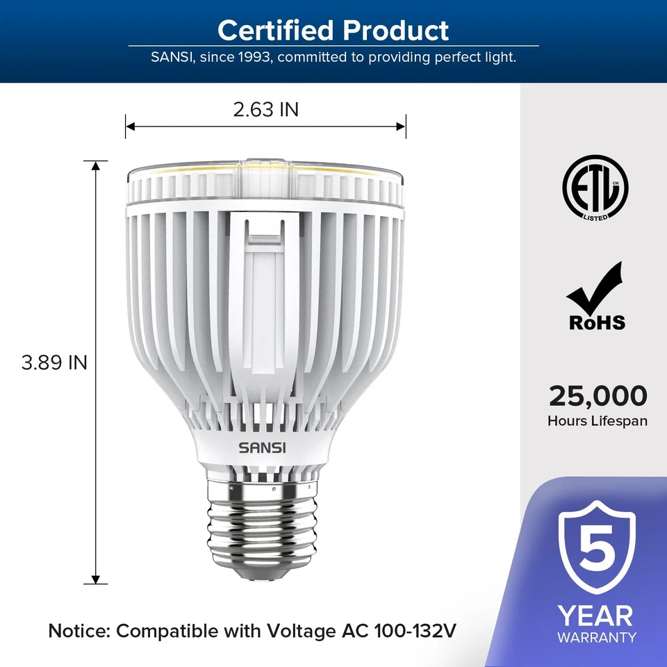 SANSI LED Light Bulb 5500LM 40W=350W 5000K Daylight Energy Saving A19 E26 Bulb - Image 4 of 4