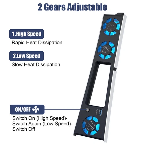 External Cooling Fan For PS5 Slim Disc/Digital Console Cooler Fan LED + USB 3.0 - Picture 8 of 10