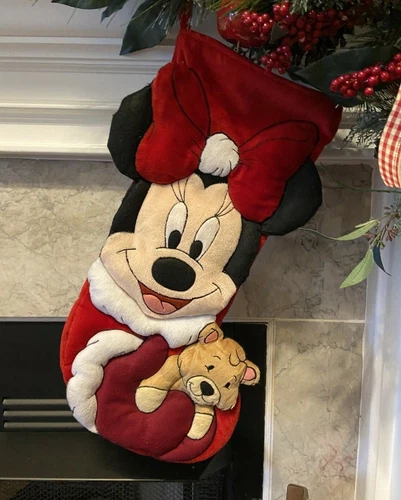 Vintage Minnie Mouse 3D Disney Store Parks 20" Christmas Stocking RARE Holiday