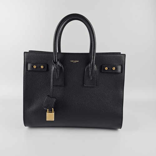 SAINT LAURENT Sac De Jour $3600 Black Supple Grained Leather Bag New & Authentic
