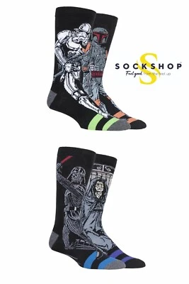 Star Wars Villains Socks Mens Darth Vader Boba Fett Movie Gift SOCKSHOP - 4 Pack