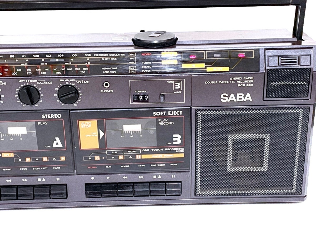 Saba Boombox RCP 690 – Radio Cassette Double Deck Vintage (pour Pièces)