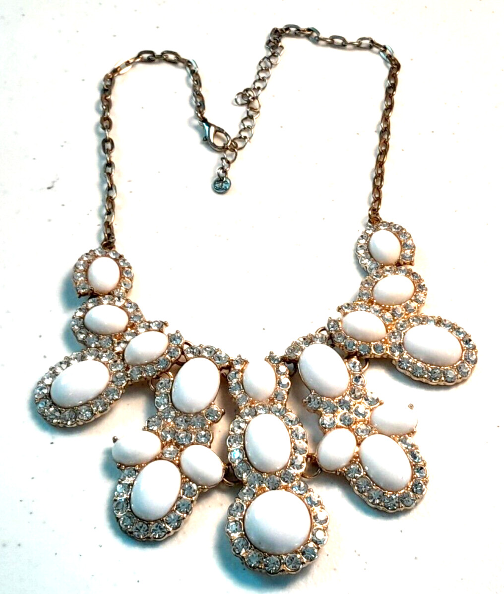 Cosmopolitan Gem Statement Bib Bling 16" White Ac… - image 3