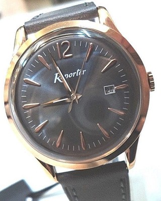 Orologio Reporter uomo stile anni 50 cassa mm. 40 dorata oro rosé imper.  30m | eBay